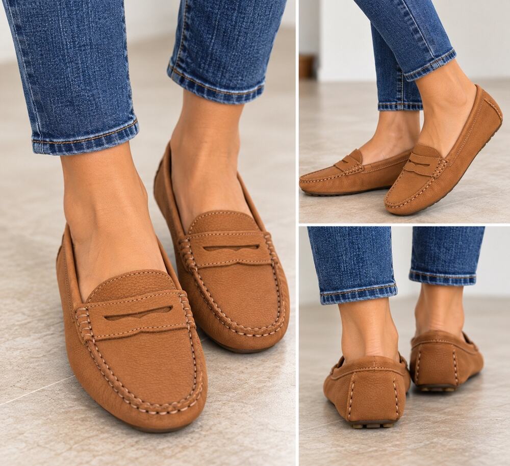 G.H. Bass Bucs Originals Dylan Driver Women 6.5B Brown Leather Moccasin Loafers